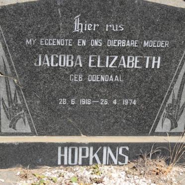 HOPKINS Jacoba Elizabeth nee ODENDAAL 1918-1974