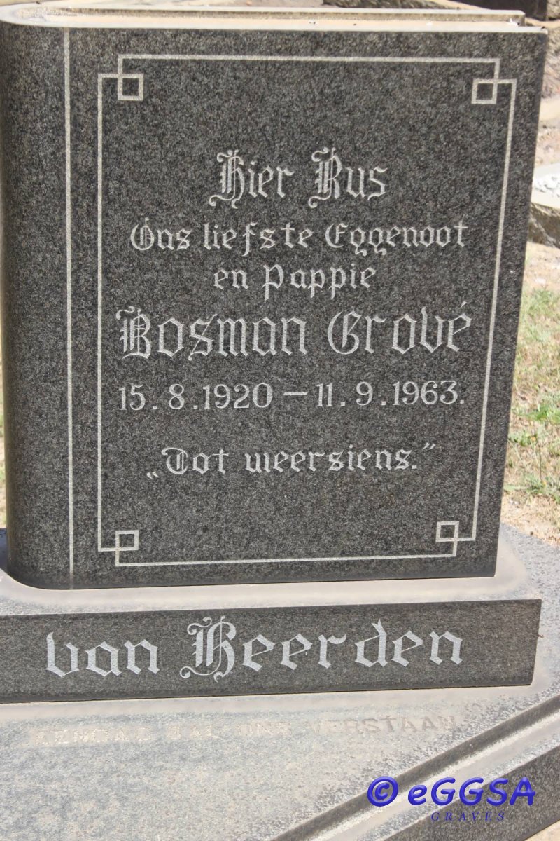 HEERDEN Bosman Grové, van 1920-1963