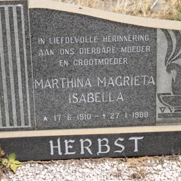 HERBST Marthina Magrieta Isabella 1910-1988