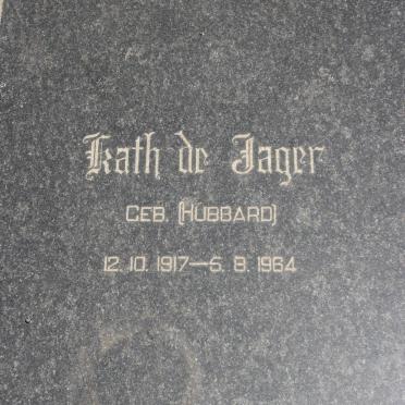 JAGER Kath, de geb HUBBARD 1917-1964