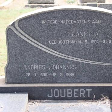 JOUBERT Andries Johannes 1890-1966 &amp; Janetta BOTHMA 1904-1982