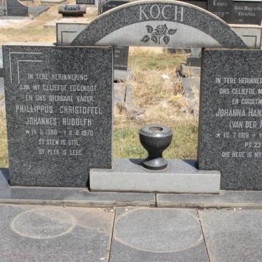 KOCH Phillippus Christoffel Johannes Rudolfh 1908-1970 &amp; Johanna Hansie Maria VAN DER MERWE 1919-1987