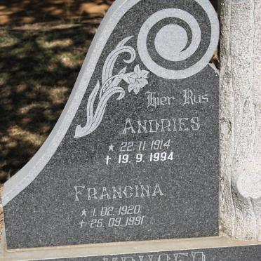 KRUGER Andries 1914-1994 &amp; Francina 1920-1991