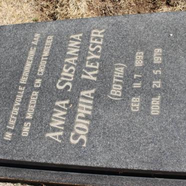 KEYSER Anna Susanna Sophia nee BOTHA 1893-1979