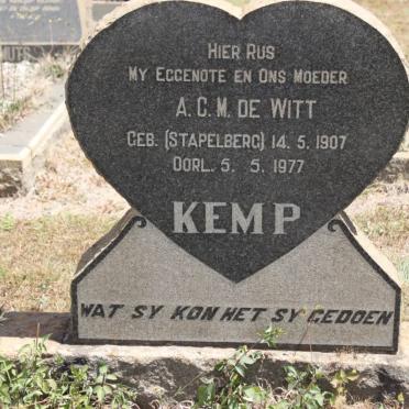 KEMP A.C.M. de Witt geb STAPELBERG 1907-1977