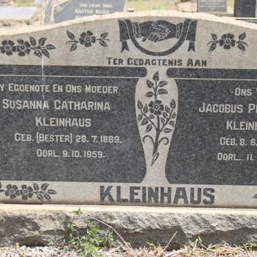 KLEINHAUS Jacobus Philippus 1882-1966 &amp; Susanna Catharina BESTER 1889-1959