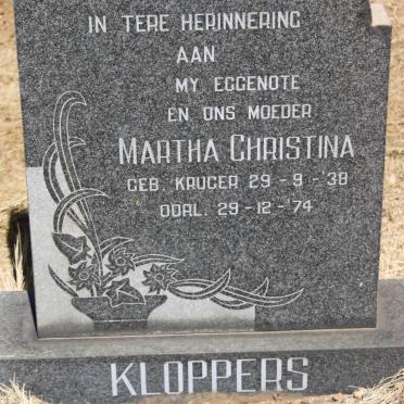 KLOPPERS Martha Christina nee KRUGER 1938-1974