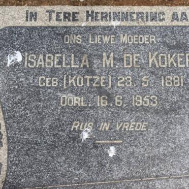 KOKER Isabella M., de nee KOTZE 1881-1953
