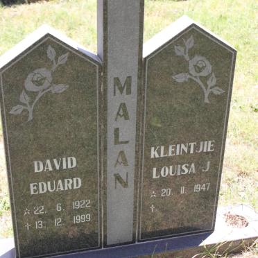MALAN David Eduard 1922-1999 &amp; Louisa J. 1947-