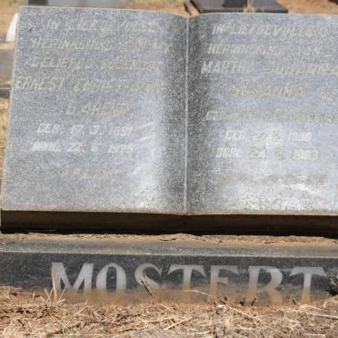 MOSTERT Ernest Christiaan Barend 1891-1975 &amp; Martha Johanna Susanna 1890-1983