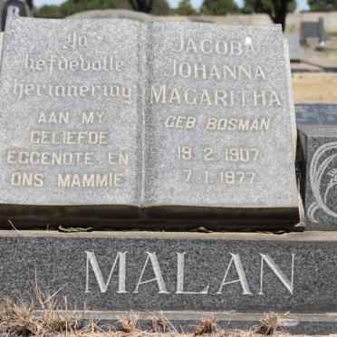 MALAN Jacoba Johanna Magaritha nee BOSMAN 1907-1977