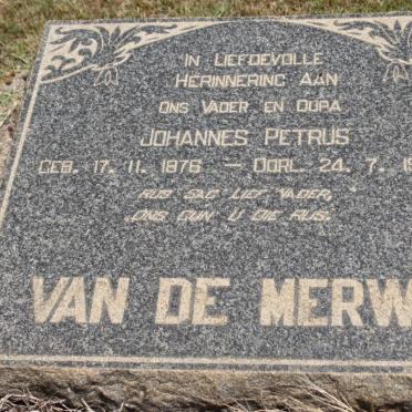 MERWE Johannes Petrus, van de 1876-1957