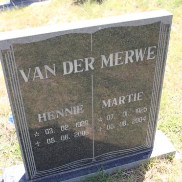 MERWE Hennie, van der 1929-2006 &amp; Martie 1925-2004