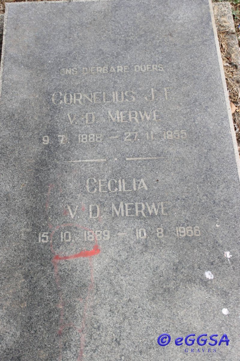 MERWE Cornelius J.F. 1888-1955 &amp; Cecilia 1889-1966