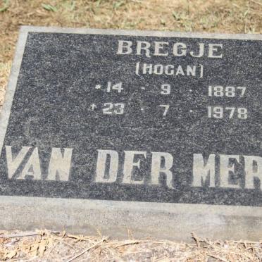 MERWE Bregje, van der nee HOGAN 1887-1978
