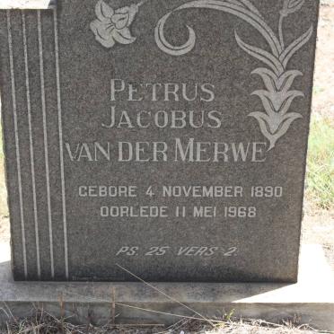 MERWE Petrus Jacobus, van der 1890-1968