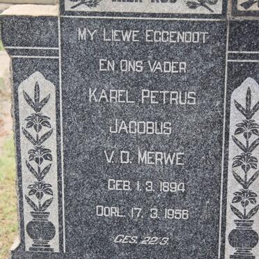 MERWE Karel Petrus Jacobus, v.d. 1894-1956