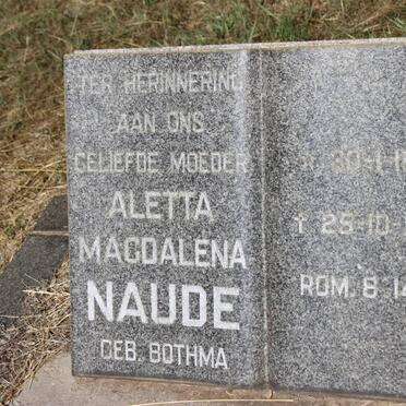 NAUDE Aletta Magdalena nee BOTHMA 1895-1978
