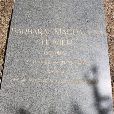 OLIVIER Marbara Magdalena geb BOTHMA 1894-1969