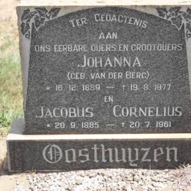 OOSTHUYZEN Jacobus Cornelius 1885-1961 &amp; Johanna VAN DER BERG 1889-1977