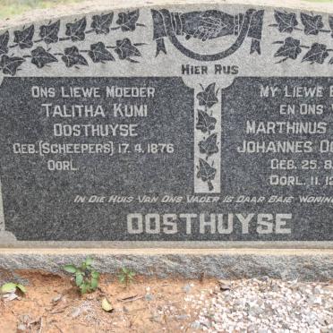 OOSTHUYSE Marthinus Jacobus Johannes 1871-1955 &amp; Talitha Kumi SCHEEPERS 1876-