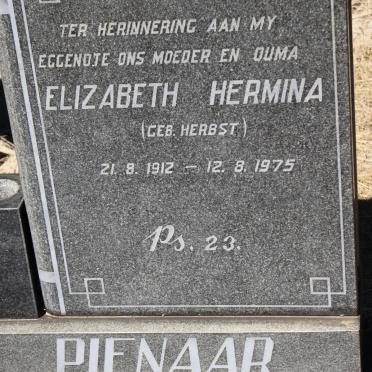 PIENAAR Elizabeth Hermina nee HERBST 1912-1975