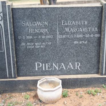 PIENAAR Salomon Hendrik 1881-1053 &amp; Elizabeth Margaretha CLOETE 1895-1961