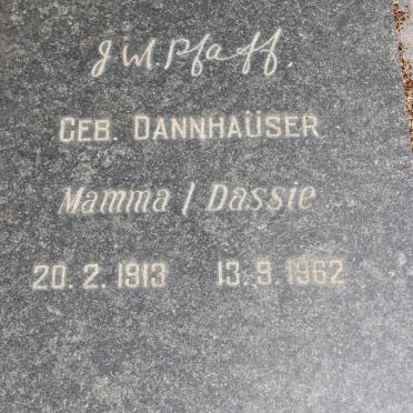 PFAFF J.M. geb DANNHAÜSER 1913-1962