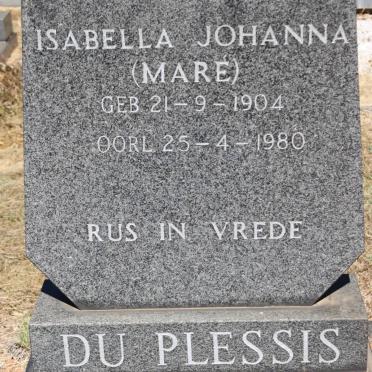PLESSIS Isabella Johanna, du nee MARE 1904-1980