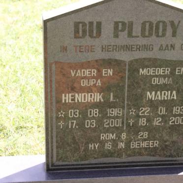 PLOOY Hendrik L., du 1919-2001 &amp; Maria 1934-2006