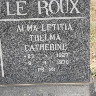 ROUX Alma Letitia Thelma Catherine, le 1927-1978