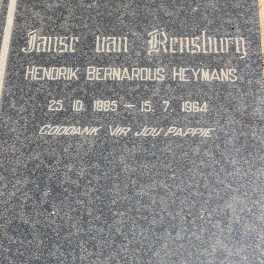 RENSBURG Hendrik Bernardus Heymans, Janse van 1885-1964