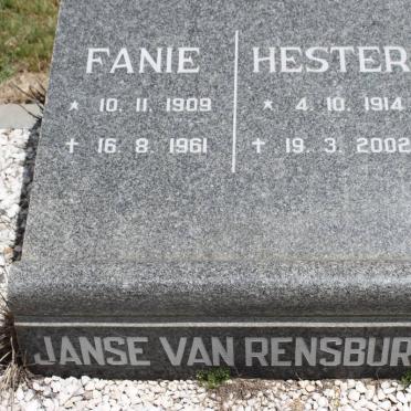 RENSBURG Fanie, Janse van 1909-1961 &amp; Hester 1914-2002