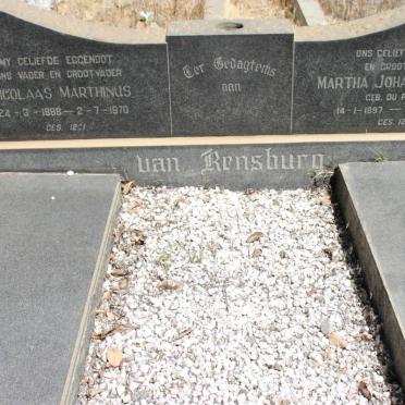 RENSBURG Nicolaas Marthinus 1888-1970 &amp; Martha Johanna Louisa DU PLESSIS 1897-1984
