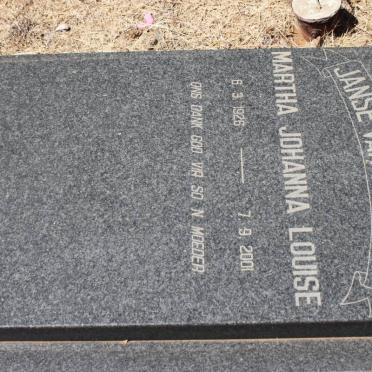 RENSBURG Martha Johanna Louise, Janse van 1926-2001
