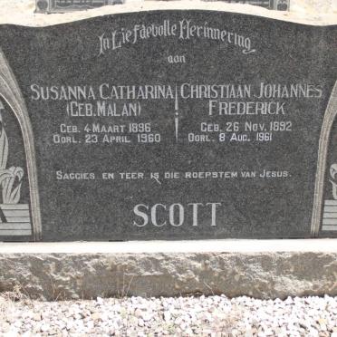 SCOTT Christiaan Johannes Frederick &amp; Susanna Catharina MALAN 1896-1960