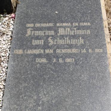 SCHALKWYK Francina Wilhelmina, van geb JANSEN VAN RENSBURG 1901-1987
