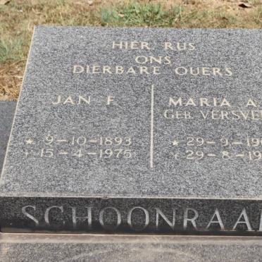 SCHOONRAAD Jan F. 1893-1975 &amp; Maria A.S. VERSVELD 1907-1970