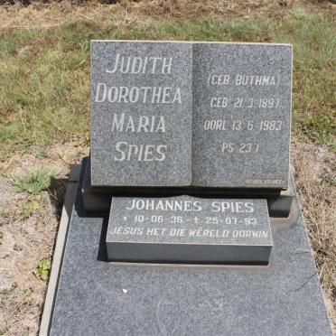 SPIES Judith Dorothea Maria geb BOTHMA 1897-1983 :: SPIES Johannes 1936-1993