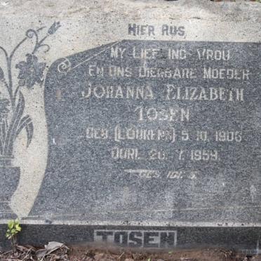 TOSEN Johanna Elizabeth geb LOURENS 1905-1959