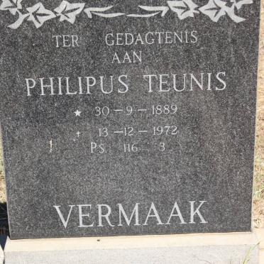 VERMAAK Philipus Teunis 1889-1972