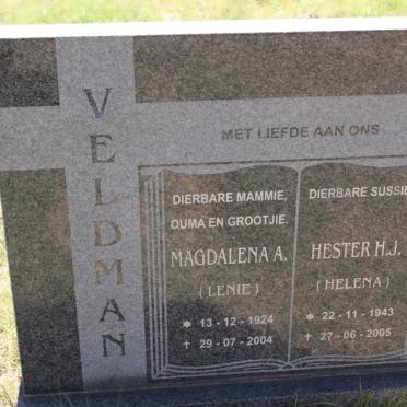 VELDMAN Magdalena A. 1924-2004 :: VELDMAN Hester H.J. 1943-2005