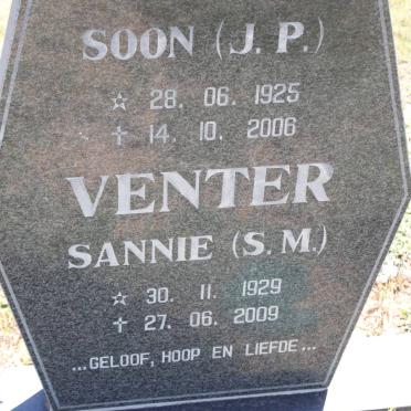 VENTER J.P. 1925-2006 &amp; S.M. 1929-2009