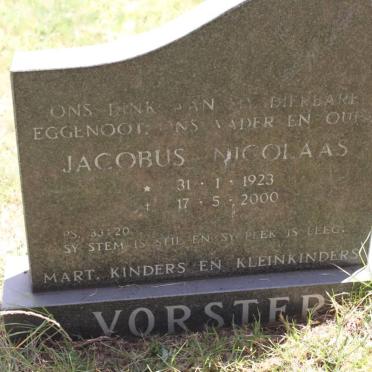 VORSTER Jacobus Nicolaas 1923-2000
