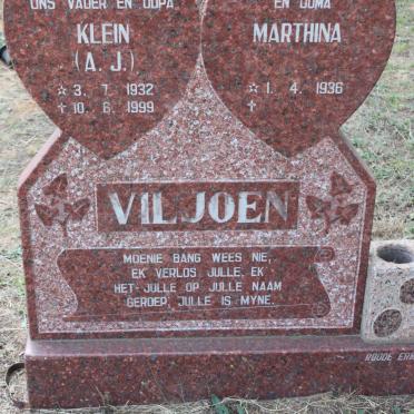 VILJOEN A.J. 1932-1999 &amp; Marthina 1936-