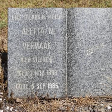 VERMAAK Aletta M. nee VILJOEN 1899-1985