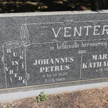 VENTER Johannes Petrus 1920-1980 &amp; Martha Katharina M. 1935-
