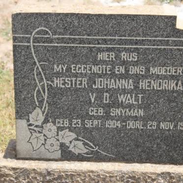 WALT Hester Johanna Hendrika, v.d. geb SNYMAN 1904-1959