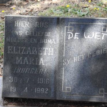 WET Elizabeth Maria, de nee BURGER 1916-1992