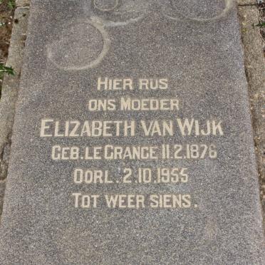 WIJK Elizabeth, van nee LE GRANGE 1876-1955